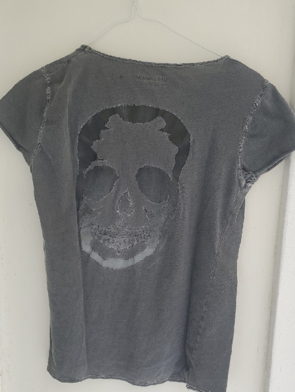 Zadig & Voltaire Gray Raw-Edge Short Sleeve Tee - Picture 2 of 3